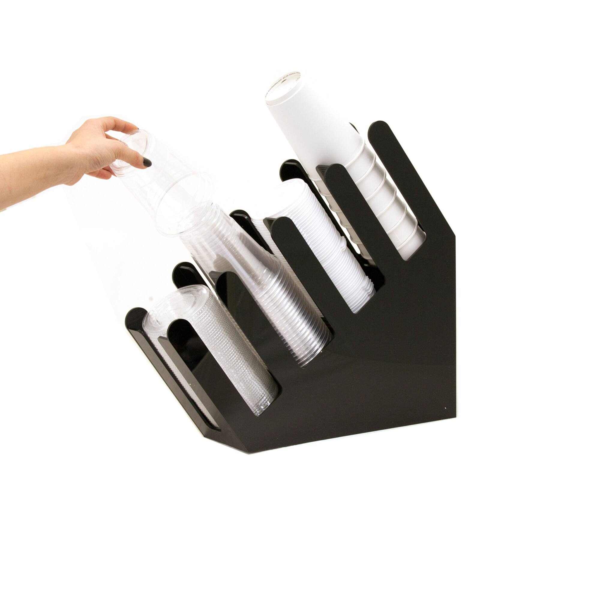 Mind Reader 4 Compartment Acrylic Cup & Lid Storage Organizer